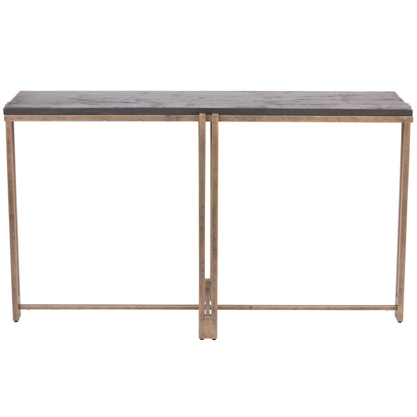 Dalston Black Sandblasted Wood and Champagne Frame Console Table by Libra, image 3
