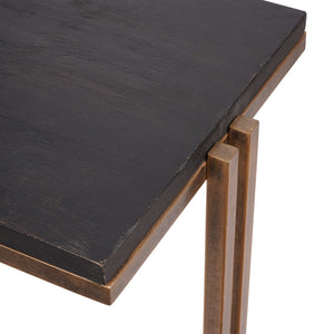 Dalston Black Sandblasted Wood and Champagne Frame Console Table by Libra, image 4