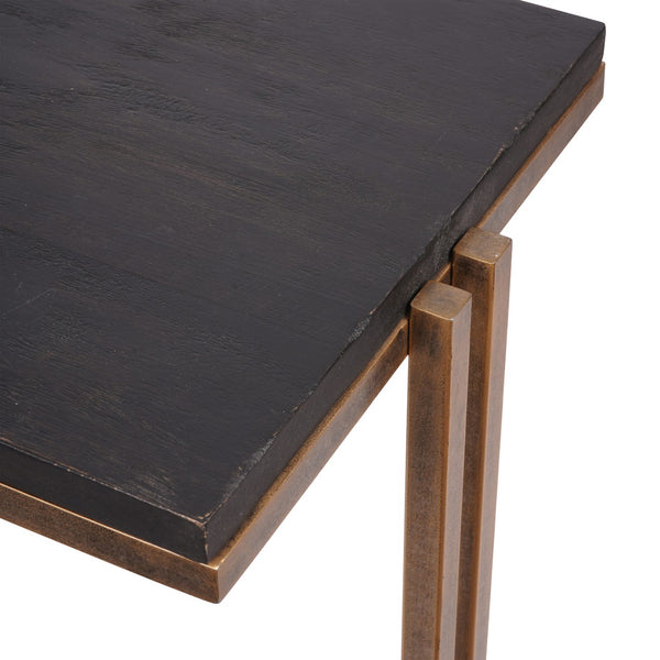 Dalston Black Sandblasted Wood and Champagne Frame Console Table by Libra, image 4