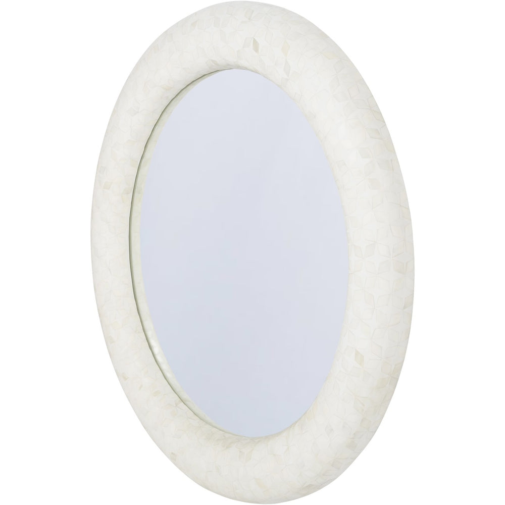 Aspen Bone Inlay Round Mirror 100cm by Libra