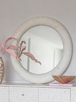 Aspen Bone Inlay Round Mirror 100cm by Libra, image 6