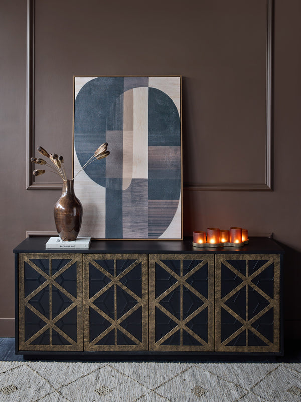 Reeno Fretwork 4 Door Buffet Sideboard by Libra, image 4