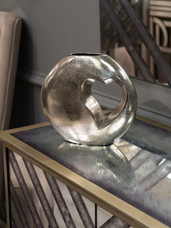 Esme Heart Cast Aluminium Vase by Libra, image 6