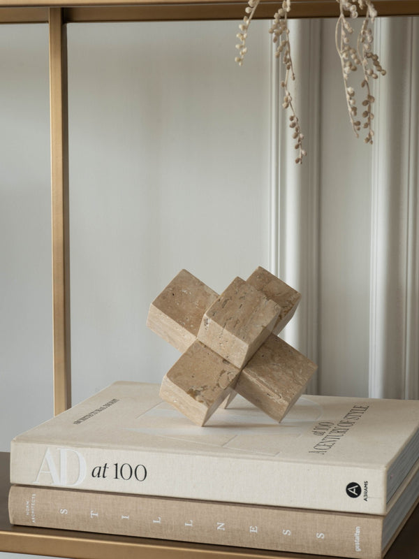 Catania Travertine Cross Sculpture by Libra, image 5