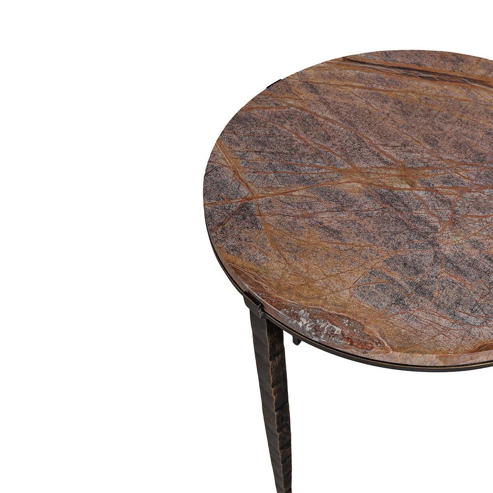 Leo Forest Brown Marble Side Table by Libra