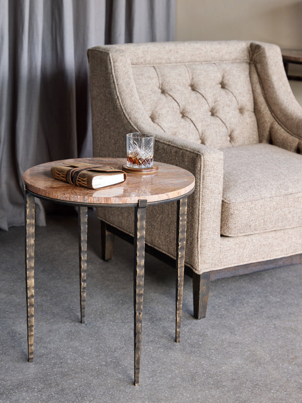 Leo Forest Brown Marble Side Table by Libra, image 4
