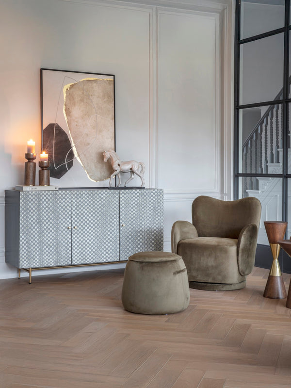 Bingham Velvet Stool in Green by Libra, image 7