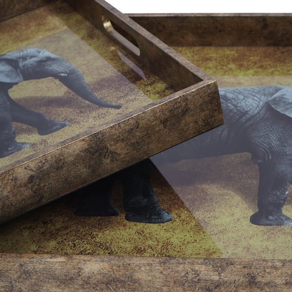 Elephant Decorative Set of 2 Nesting Trays by Libra, image 4