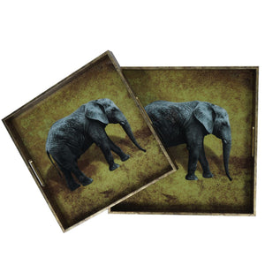 Elephant Decorative Set of 2 Nesting Trays by Libra