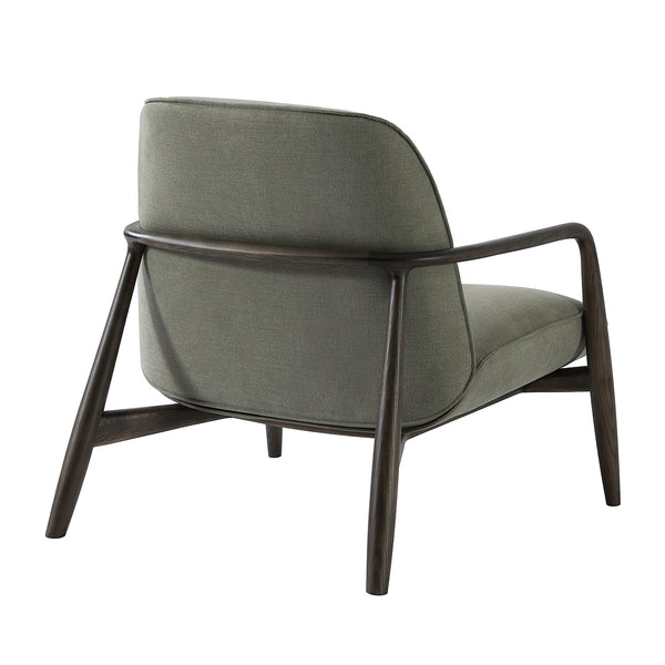 Egerton Occasional Chair with Wooden Arms in Green Fabric by Libra, image 3