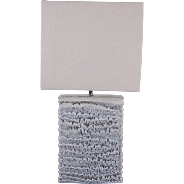 Sereno Rectangle Table Lamp in Blue Reactive Glaze by Libra, image 3