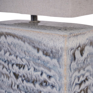 Sereno Rectangle Table Lamp in Blue Reactive Glaze by Libra, image 5