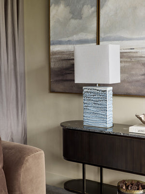 Sereno Rectangle Table Lamp in Blue Reactive Glaze by Libra, image 6