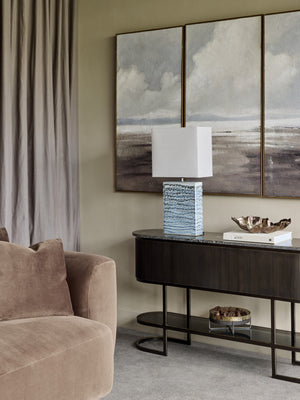 Sereno Rectangle Table Lamp in Blue Reactive Glaze by Libra, image 7