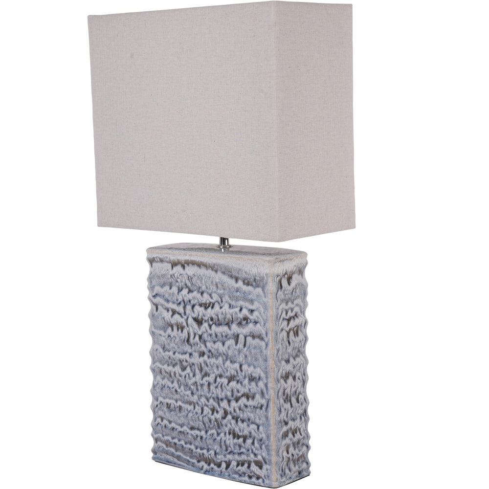 Sereno Rectangle Table Lamp in Blue Reactive Glaze by Libra