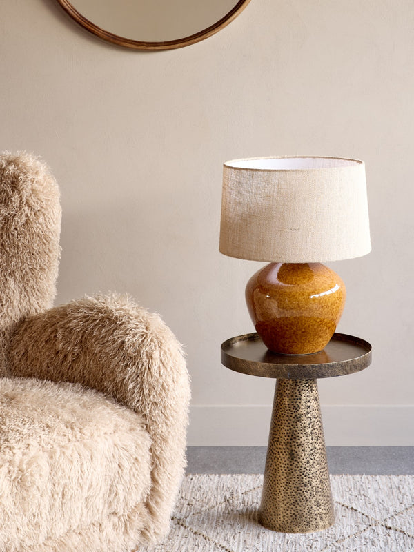 Aubrey Terracotta Ceramic Table Lamp with Hessian Shade Large by Libra, image 5