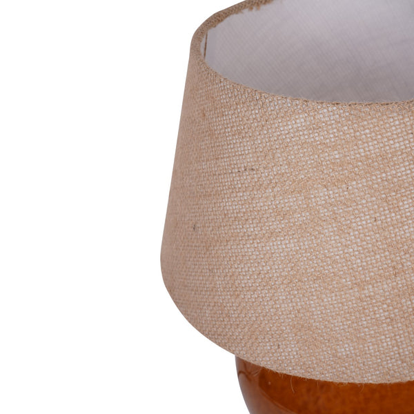 Aubrey Terracotta Ceramic Table Lamp with Hessian Shade Small by Libra, image 3