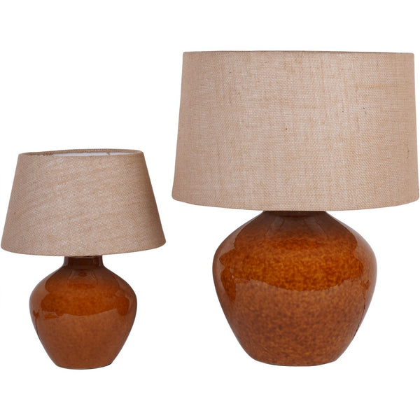 Aubrey Terracotta Ceramic Table Lamp with Hessian Shade Small by Libra, image 7