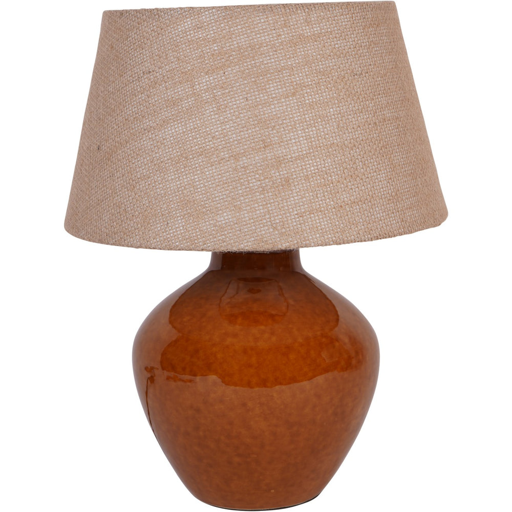 Aubrey Terracotta Ceramic Table Lamp with Hessian Shade Small by Libra