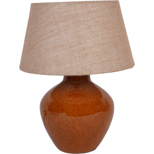 Aubrey Terracotta Ceramic Table Lamp with Hessian Shade Small by Libra