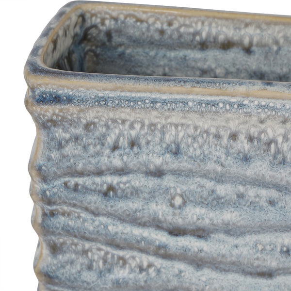 Sereno Rectangle Vase in Blue Reactive Glaze by Libra, image 10