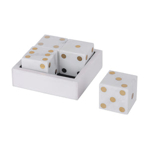 Harris Antique Brass and White Marble Dice Set by Libra, image 3