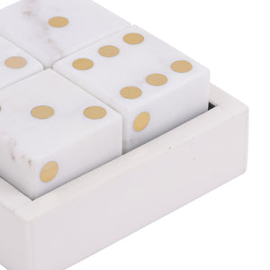 Harris Antique Brass and White Marble Dice Set by Libra, image 4