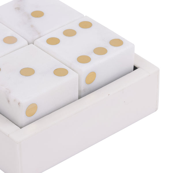 Harris Antique Brass and White Marble Dice Set by Libra, image 4