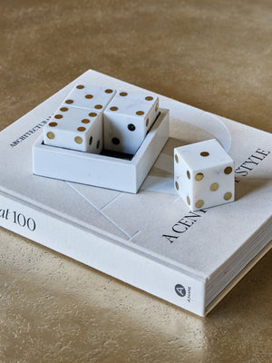 Harris Antique Brass and White Marble Dice Set by Libra, image 6