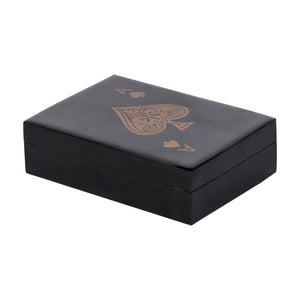 Chollerford Black and Gold Inlay Card Box by Libra