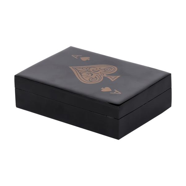 Chollerford Black and Gold Inlay Card Box by Libra