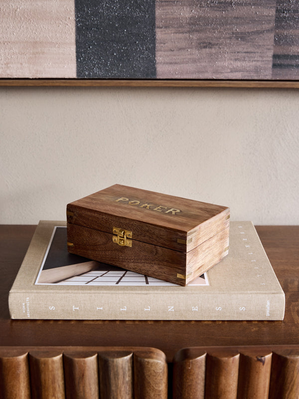 Pryce Mango Wood Poker Box with Cards by Libra, image 6