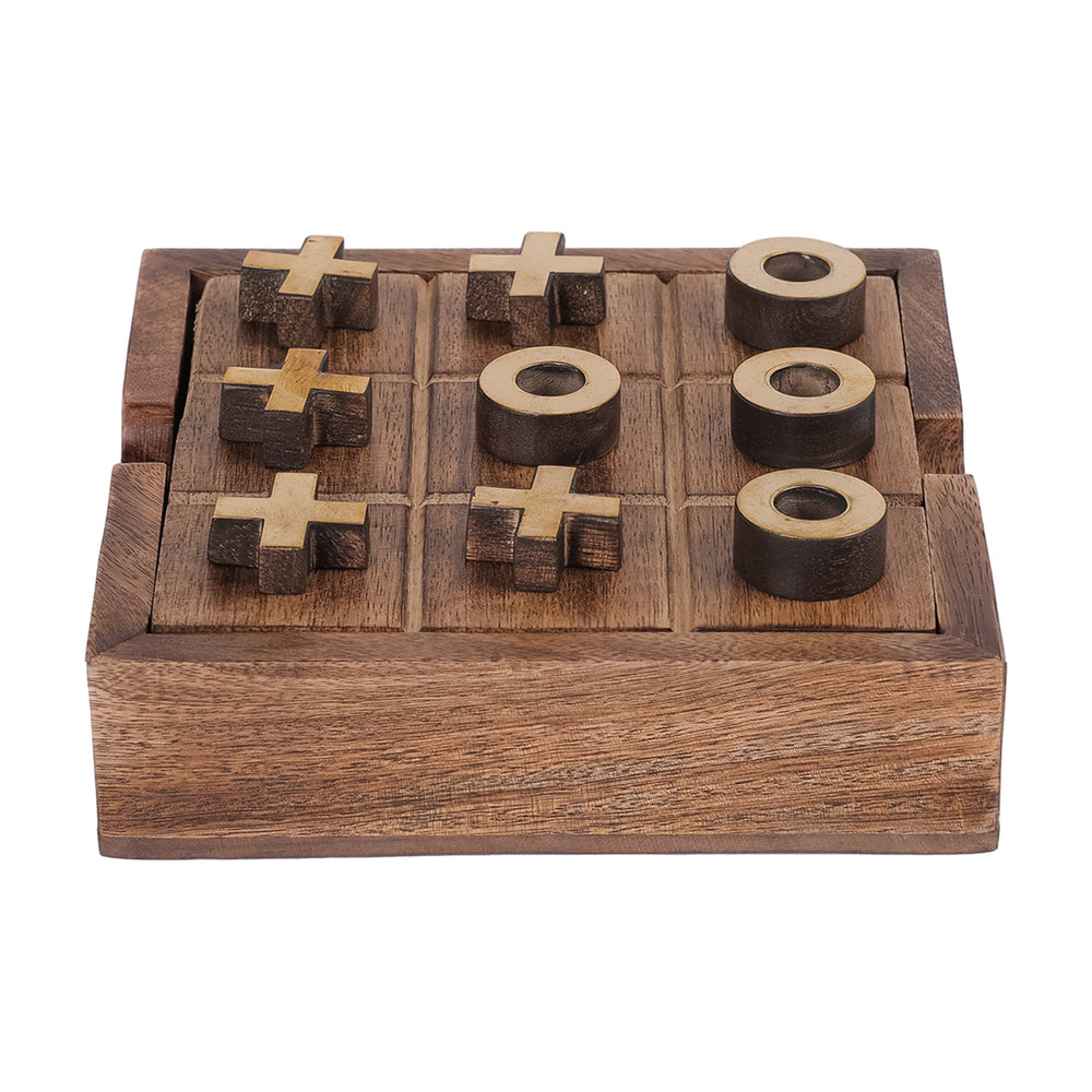 Pryce Mango Wood Noughts and Crosses and Solitaire Game by Libra