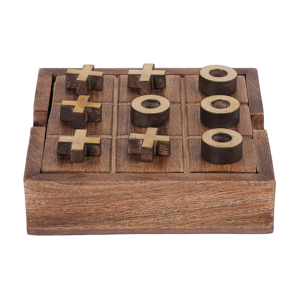 Pryce Mango Wood Noughts and Crosses and Solitaire Game by Libra