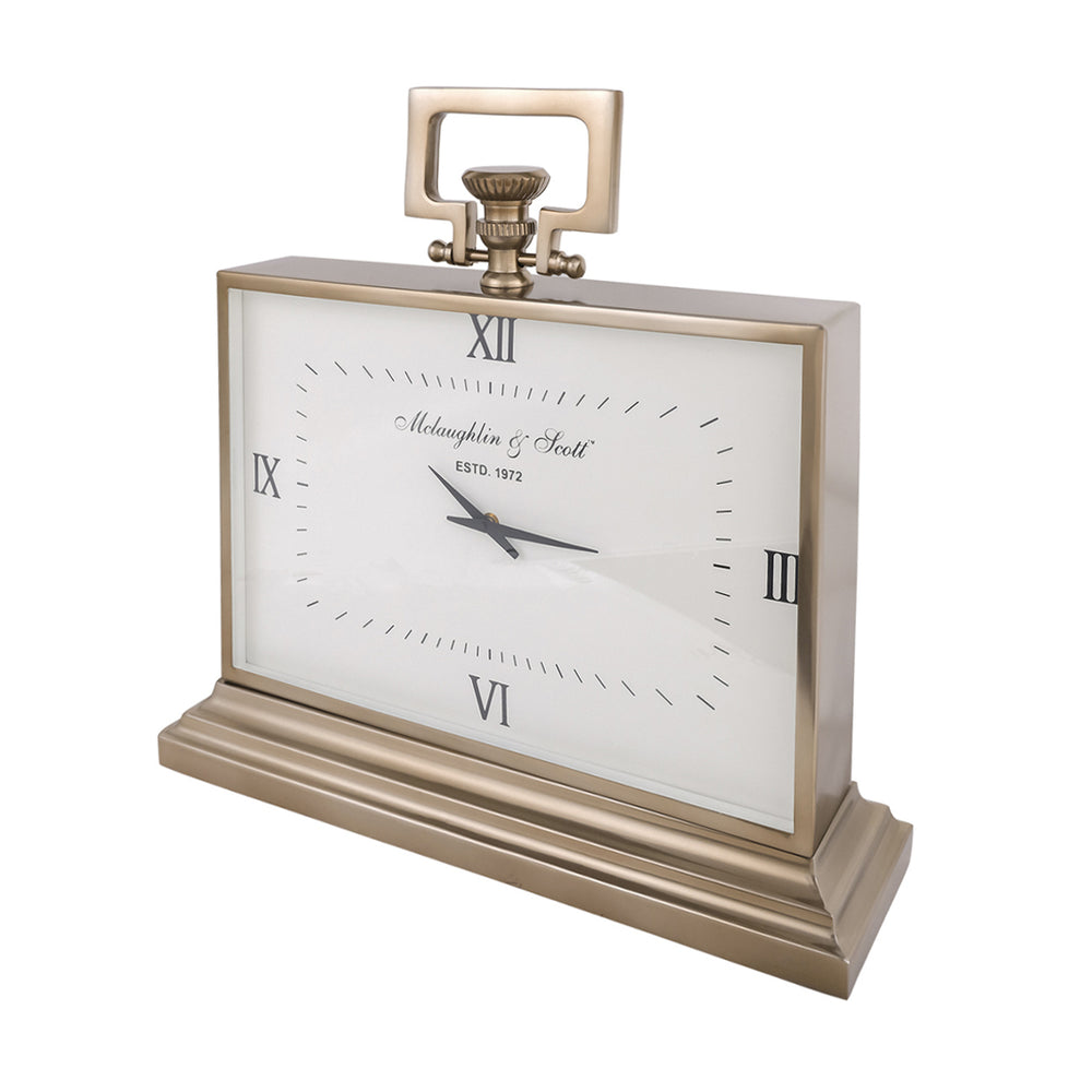 Latham Brass Rectangular Mantel Clock Large by Libra