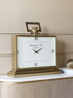 Latham Brass Rectangular Mantel Clock Large by Libra, image 6