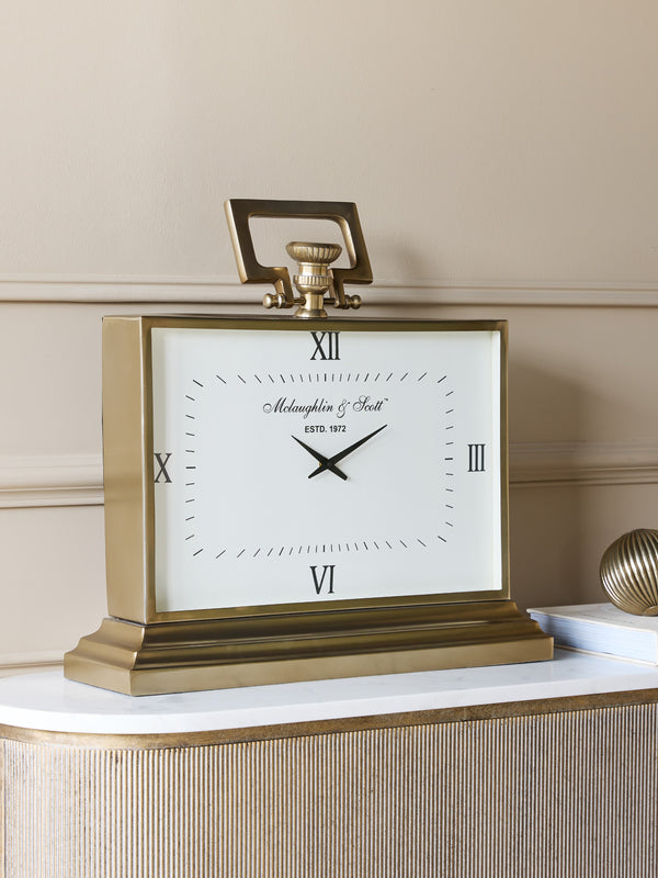 Latham Brass Rectangular Mantel Clock Large by Libra, image 6