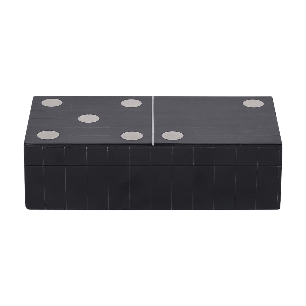 Chollerford Black Inlay Dominoes Box by Libra