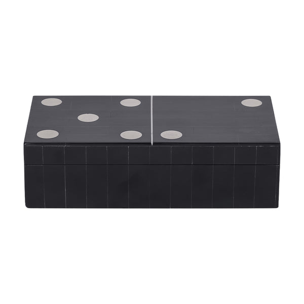 Chollerford Black Inlay Dominoes Box by Libra