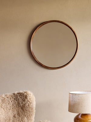 Tilburg Round Wood Mirror Brown 80cm by Libra, image 5