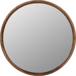 Tilburg Round Wood Mirror Brown 80cm by Libra