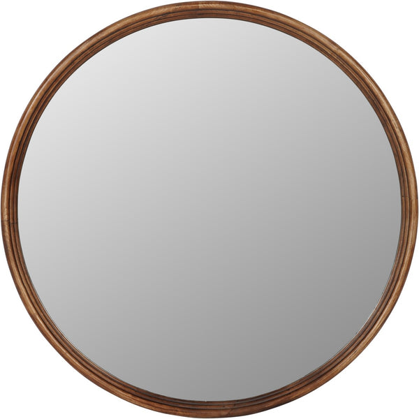 Tilburg Round Wood Mirror Brown 80cm by Libra