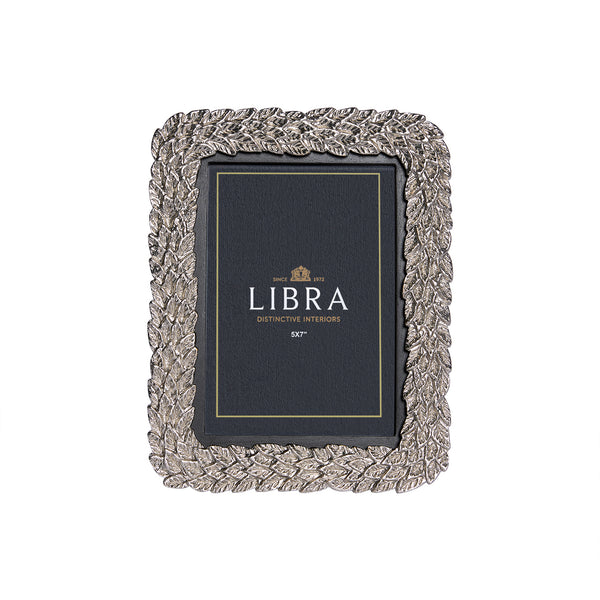 Antiqued Pewter Leaf Photo Frame 5x7 Inch by Libra