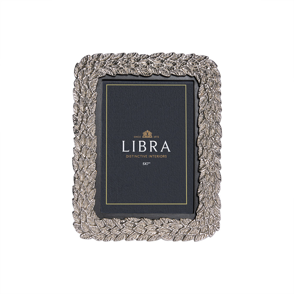 Antiqued Pewter Leaf Photo Frame 4x6 Inch by Libra