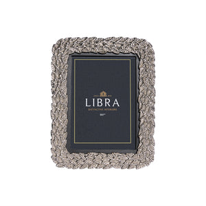 Antiqued Pewter Leaf Photo Frame 4x6 Inch by Libra