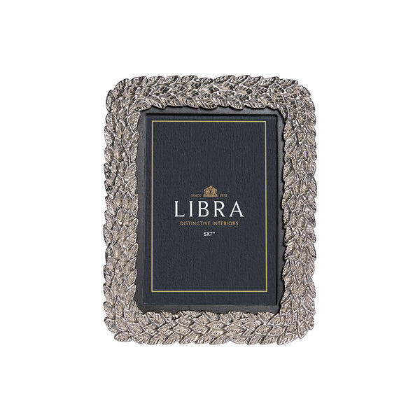 Antiqued Pewter Leaf Photo Frame 4x6 Inch by Libra