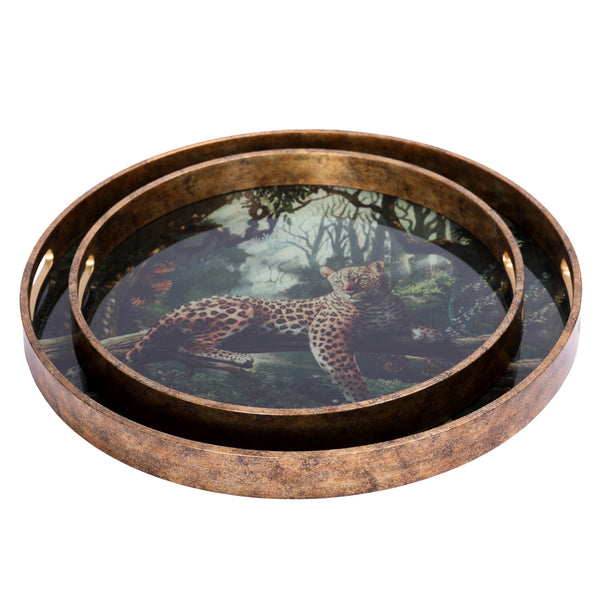 Lounging Leopard Set of Two Trays by Libra, image 3