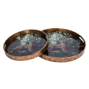 Lounging Leopard Set of Two Trays by Libra