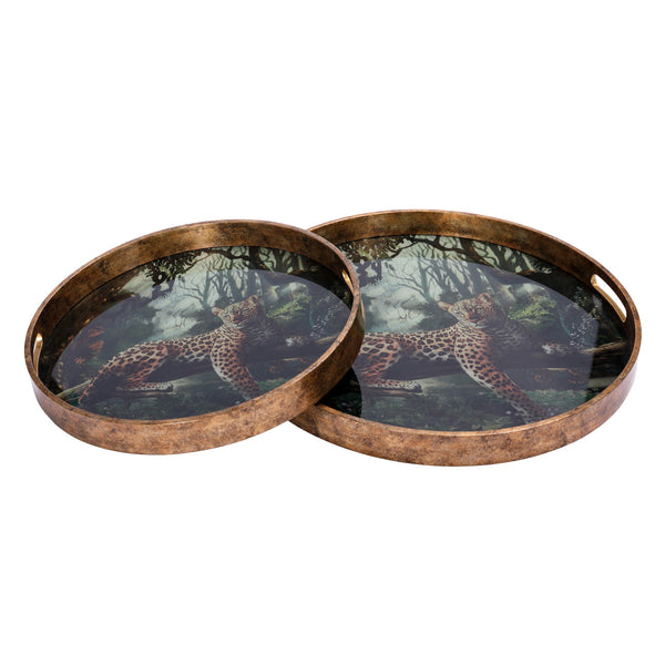 Lounging Leopard Set of Two Trays by Libra