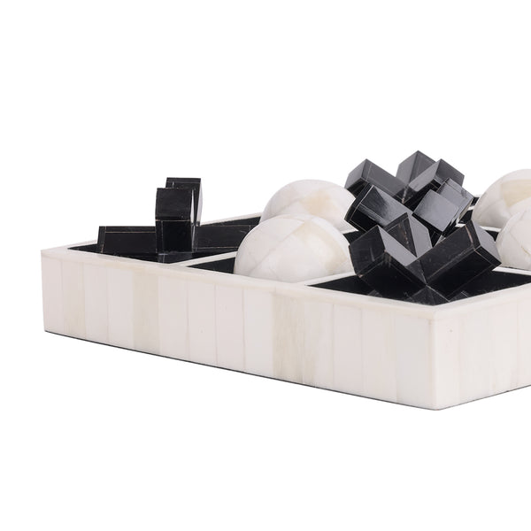 Farnham Off White and Black Bone and Horn Inlay Noughts and Crosses by Libra, image 4